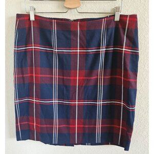 Tommy Hilfiger Woman Size 14 Plaid Skirt Back Slit Straight Preppy City Academia